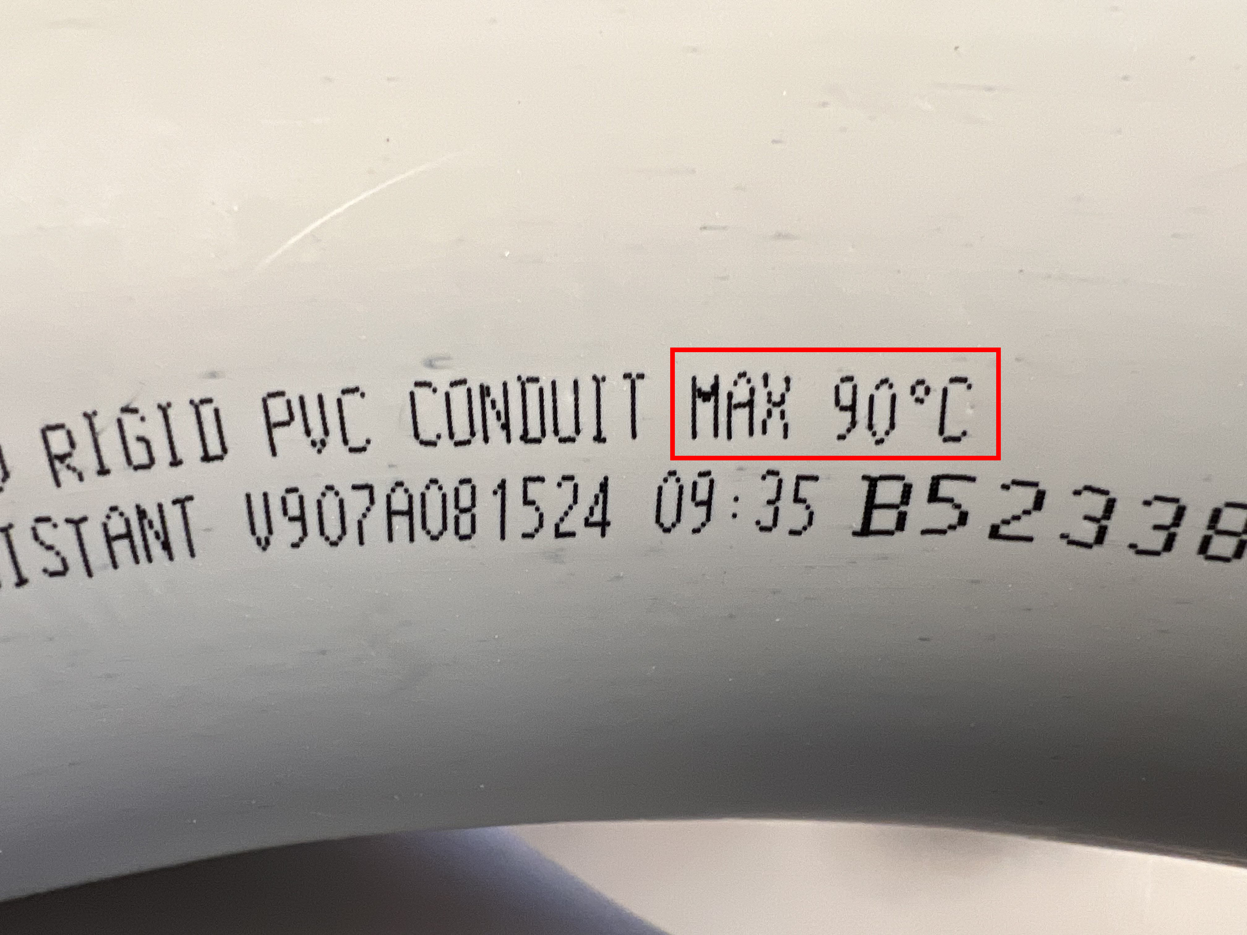 PVC: max 90°C