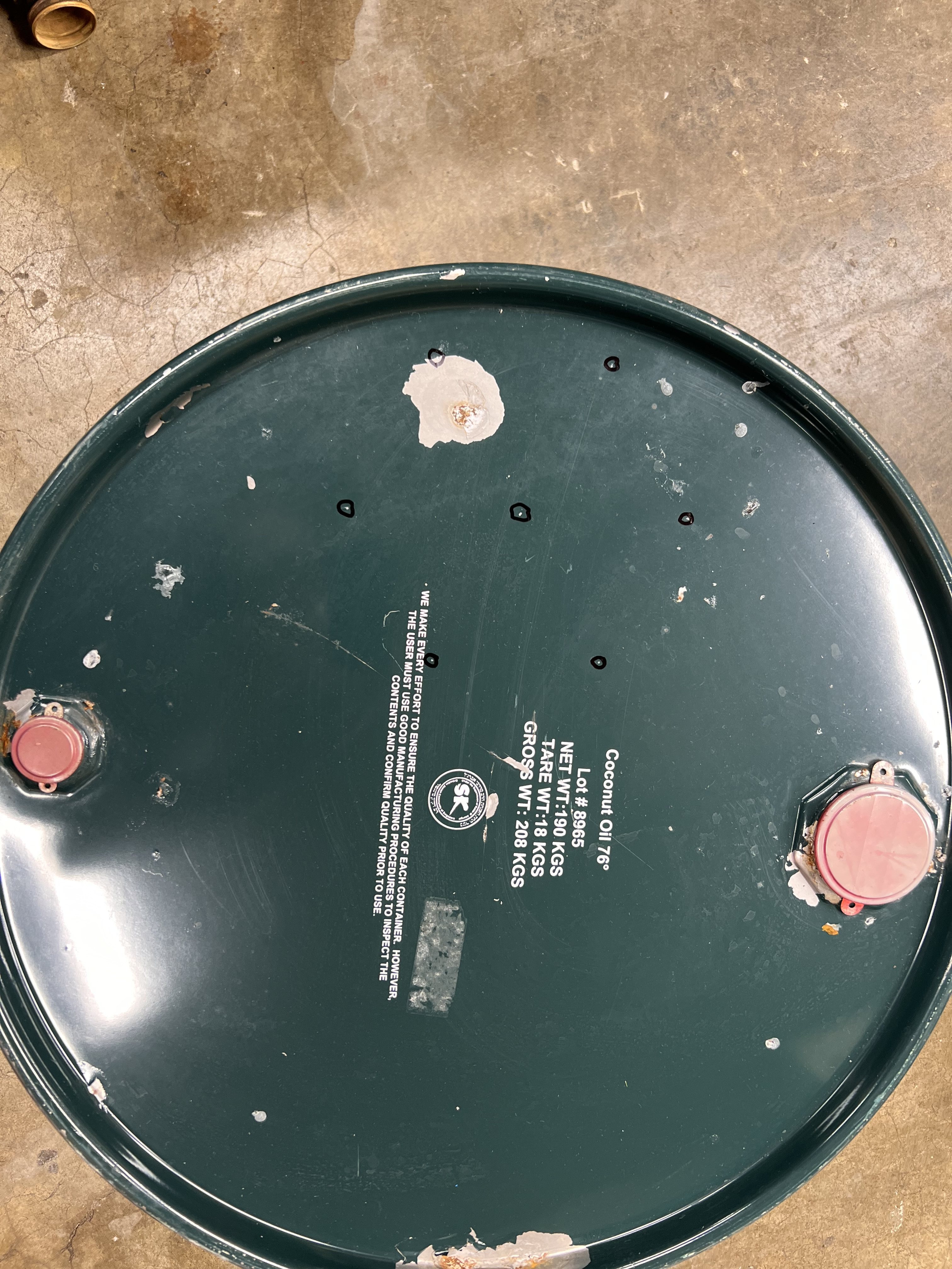 Holes center-punched and circled with Sharpie