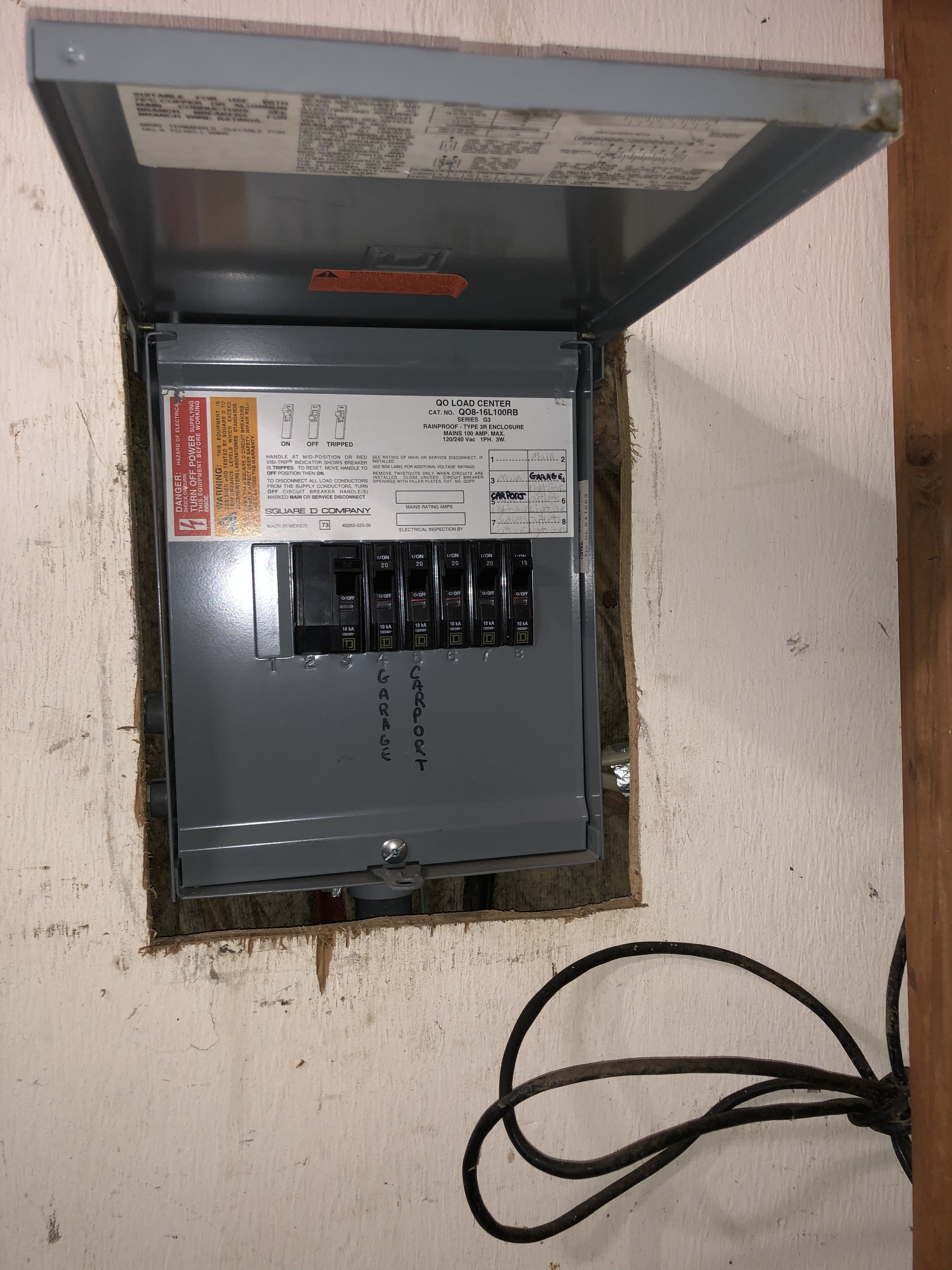 Garage breaker panel