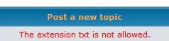 Screenshot: txt file not allowed for upload.