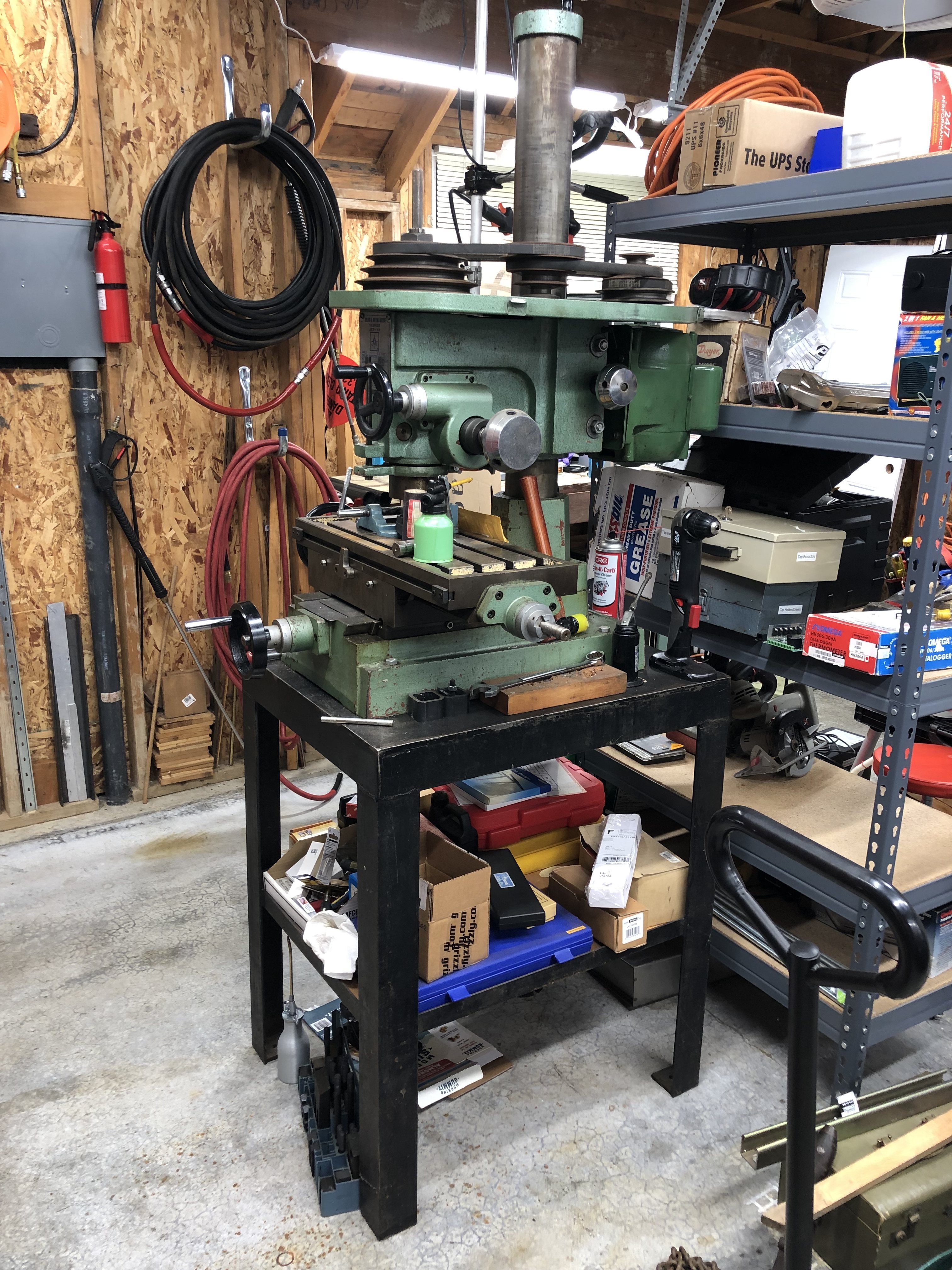 Jet-16 Mill/Drill, in garage @ Duvall, Wash. Head lowered to max.