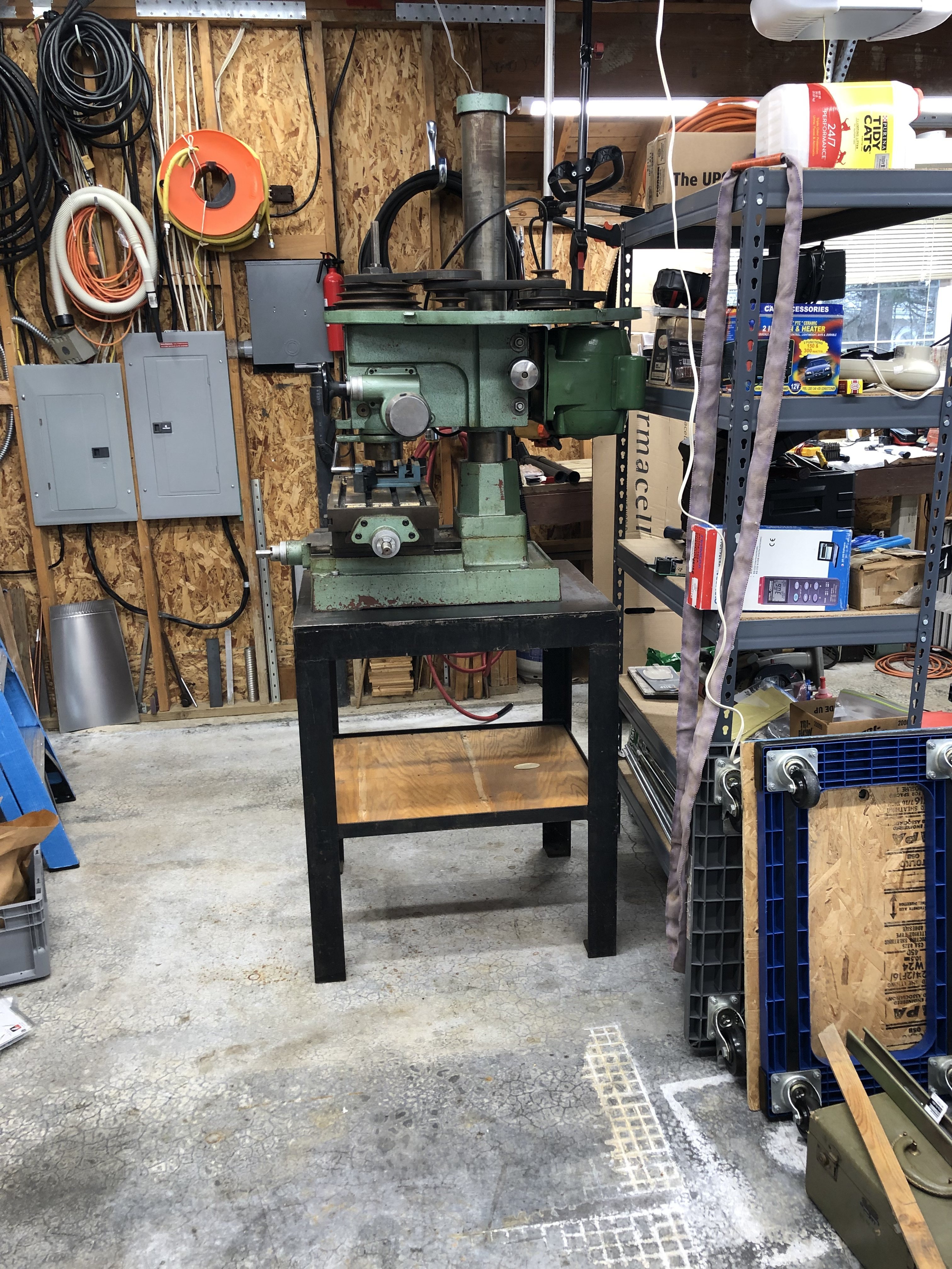 Jet-16 Mill/Drill, in garage @ Duvall, Wash. Head lowered to max.