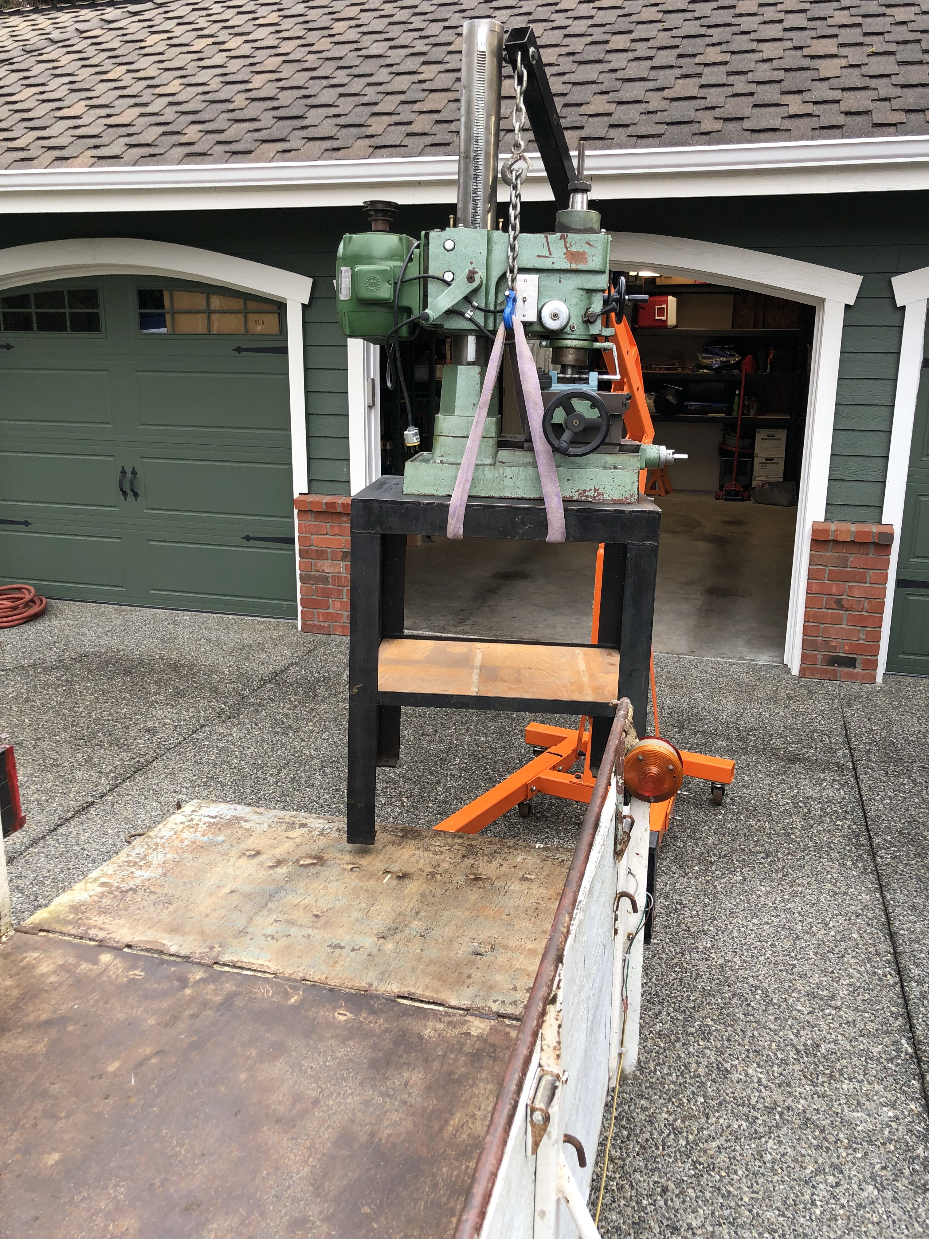 Jet-16 Mill/Drill, in garage @ Duvall, Wash. On the trailer for real.