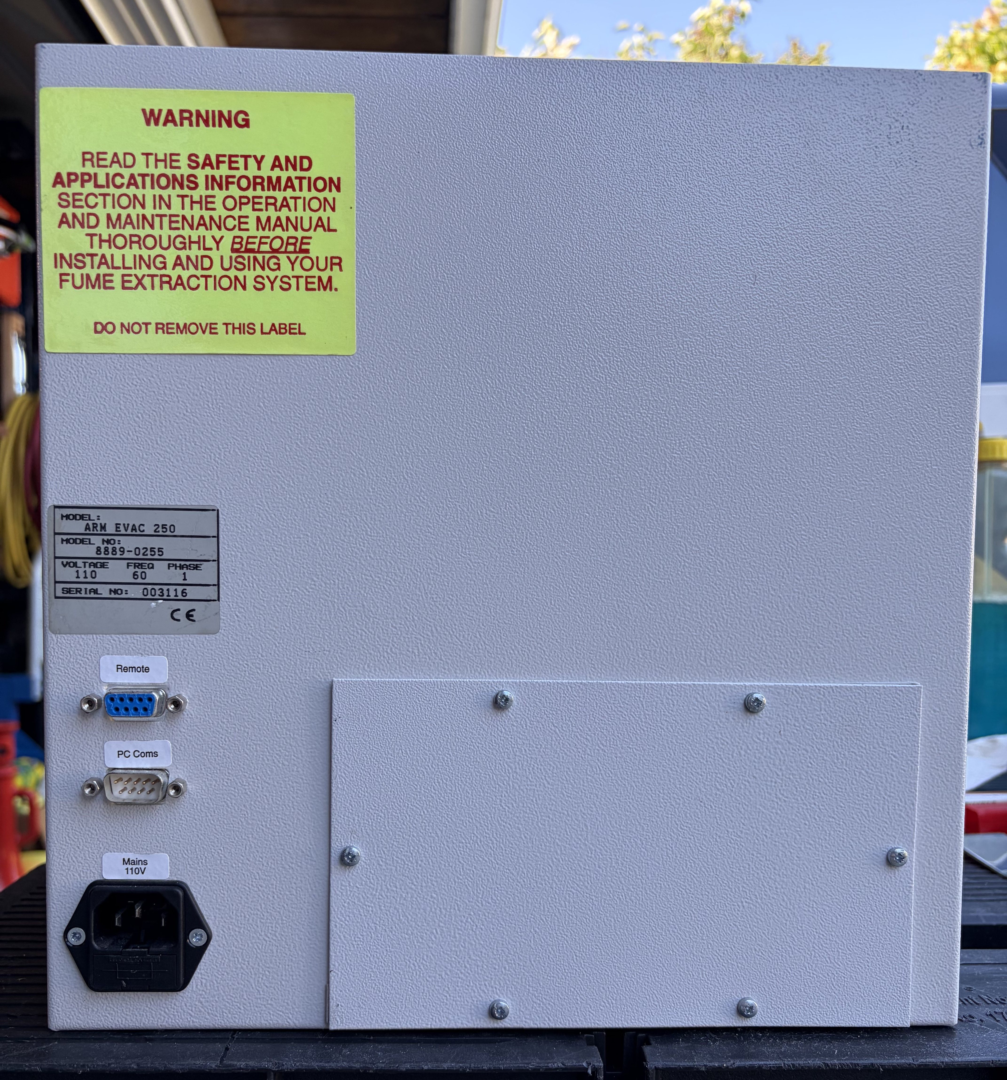 For use with Silencer Cart: baffle moved to cover rear exhaust of base unit