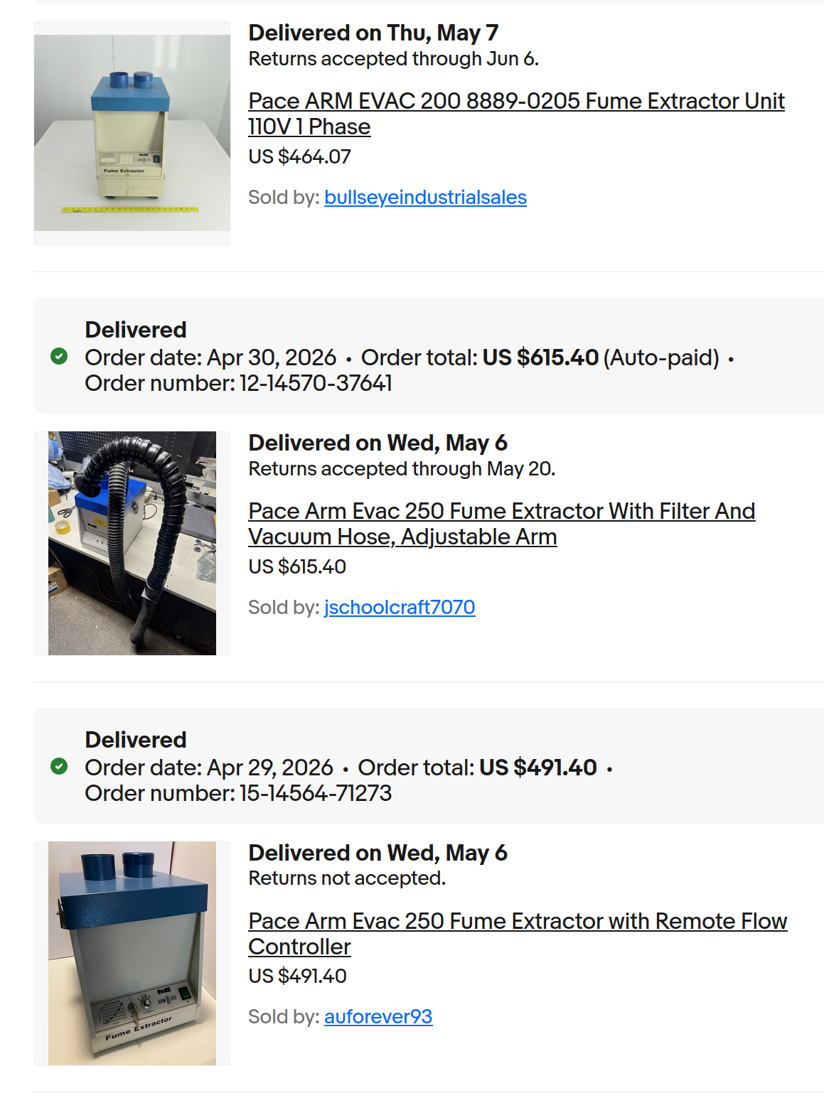 The three ARM EVAC units I bought to pull this off