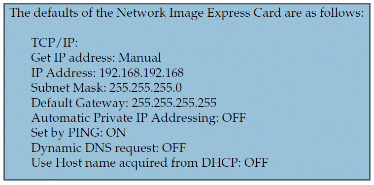 EU-81 Factory Defaults table