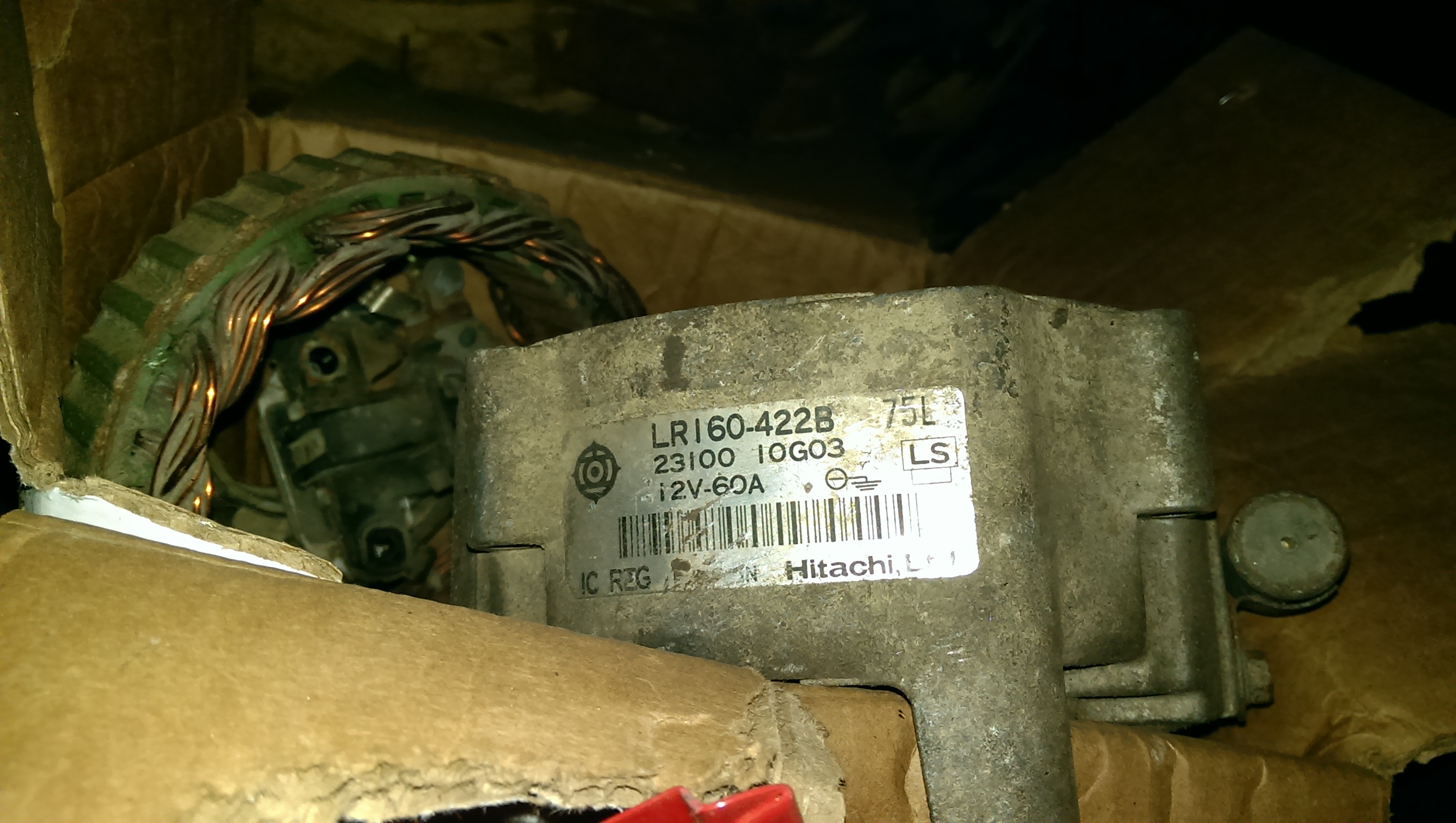 lr160-422b hitachi alternator from the sd25 VE. Some quick research says the td27 alternator was possibly 80amp or 70amp. this case says its 60 amp