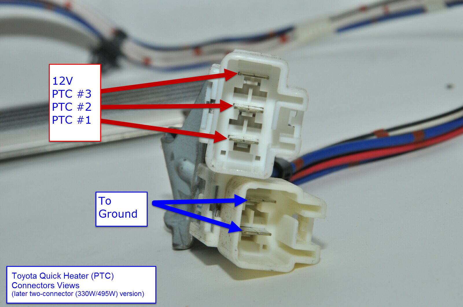 Toyota 495W PTC Quick Heater: connectors view