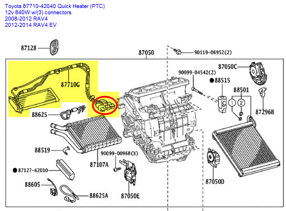 Toyota 840W PTC Quick Heater: installation location in 2012 RAV4