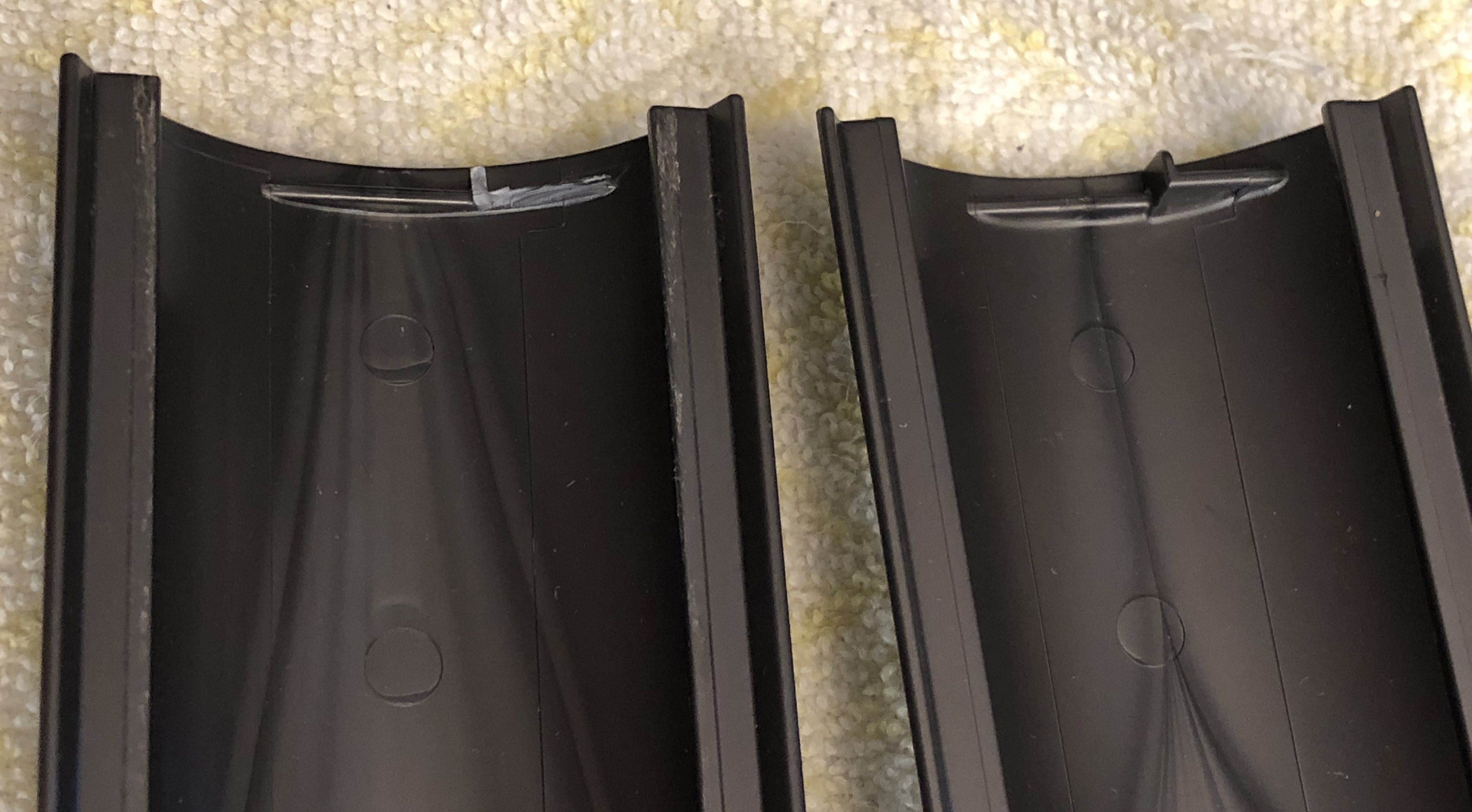 Dyson Big Bin Runners 969835-01: New on right, broken on left.